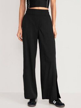 High-Waisted StretchTech Split-Hem Wide-Leg Pants for Women